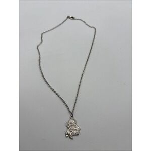 Religious St Anthony Medal 22 Necklace Silver Tone Pray For Us Pendant Christian